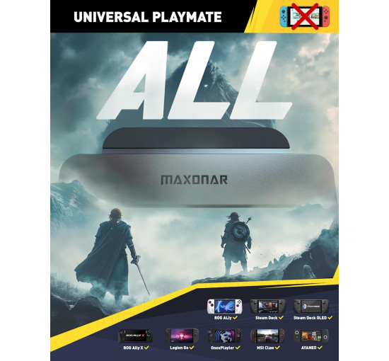 Док-станція Maxonar CDE001 6в1 для ASUS ROG Ally X/Steam Deck OLED/Legion Go/MSI Claw з HDMI 2.1, зарядка через USB-C 100 Вт, сіра (0200)