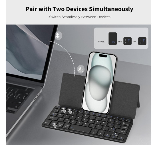 Двоканальна міні-клавіатура CACOE X6 для телефону, iPad Mini, Samsung, ультратонка, чорна (2158)