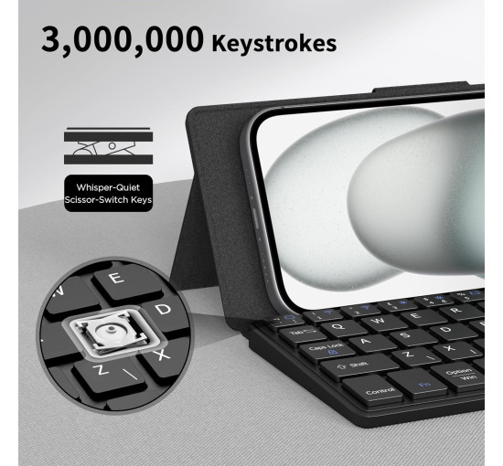 Двоканальна міні-клавіатура CACOE X6 для телефону, iPad Mini, Samsung, ультратонка, чорна (2158)