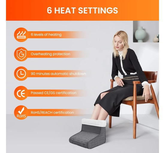 Електрична підставка для обігріву ніг Comfier, з функцією авто вимкнення, сіра (4181)