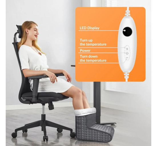 Електрична підставка для обігріву ніг Comfier, з функцією авто вимкнення, сіра (4181)