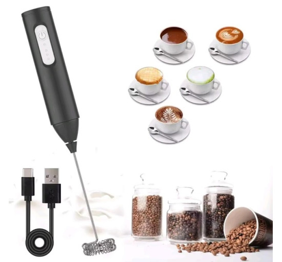 Електричний капучинатор спінювач молока, кавових напоїв Wireless Milk Frother KD-306 на акумуляторі, чорний (2103)