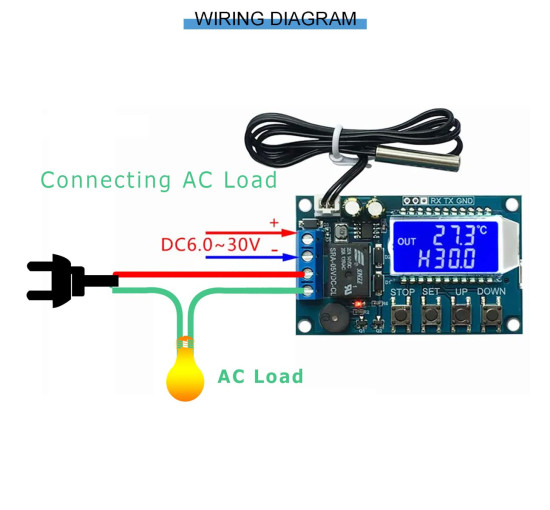 Електронний термостат Youmile XY-T01 JK-YM-476 DC 6-30V 24V від -50°C до 100°C з водонепроникним зондом NTC (0187)