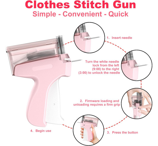 ELEOPUS Пістолет для мікростібків Stitchy TAG-001, пістолет для маркування одягу, рожевий (5128)