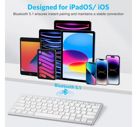 Bluetooth-клавіатура для iPad, срібляста (4191)