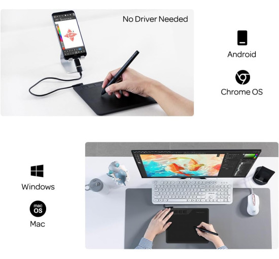 Графічний планшет GAOMON S620 6,5 x 4 дюйми з пасивним пером 8192, 4 настроювані клавіші ExpressKeys для цифрового мистецтва, малювання (0130)