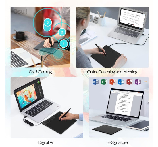 Графічний планшет GAOMON S620 6,5 x 4 дюйми з пасивним пером 8192, 4 настроювані клавіші ExpressKeys для цифрового мистецтва, малювання (0130)