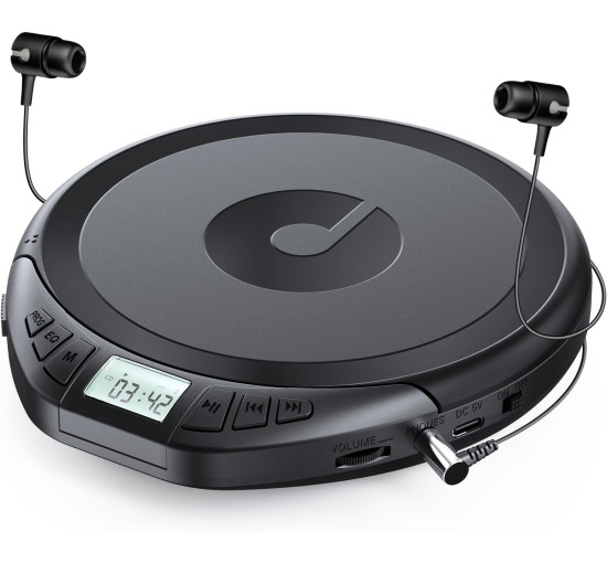 Gueray портативний CD-програвач H-01 для автомобіля, з РК-дисплеєм, чорний (5079)