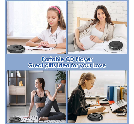 Gueray портативний CD-програвач H-01 для автомобіля, з РК-дисплеєм, чорний (5079)