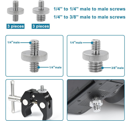 Гвинт для камери UTEBIT з адаптером 1/4 до 3/8, набір адаптерів з різьбою, 26 шт.(3046)