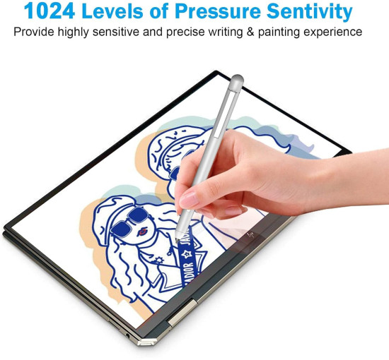 Hacey Стилус K2-C-Surface для Microsoft Surface Pro, з функцією відхилення долоні, 1024 рівні тиску, срібний (5081)