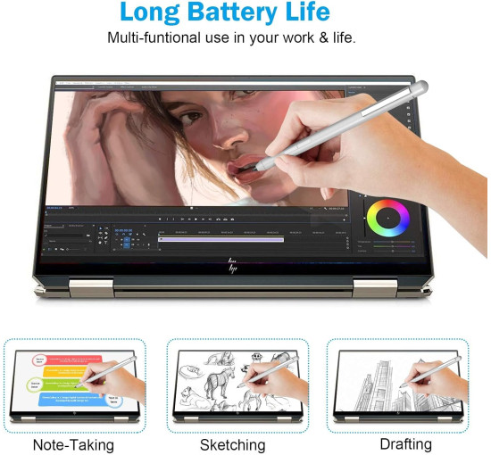 Hacey Стилус K2-C-Surface для Microsoft Surface Pro, з функцією відхилення долоні, 1024 рівні тиску, срібний (5081)