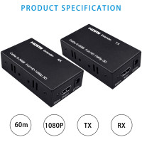 HDMI-подовжувач Ozvavzk MO-HD YCQ-01 60 м HDMI - RJ45 Ethernet через кабель Cat5e/Cat6, черний (3168)