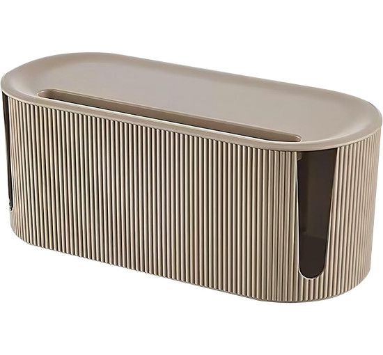 Кабельний органайзер DAWRIS, з кришкою, виготовлений з ABS-пластику, багатофункціональний, із захистом від перенапруги, коричневий (0154)