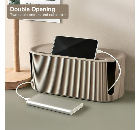 Кабельний органайзер DAWRIS, з кришкою, виготовлений з ABS-пластику, багатофункціональний, із захистом від перенапруги, коричневий (0154)