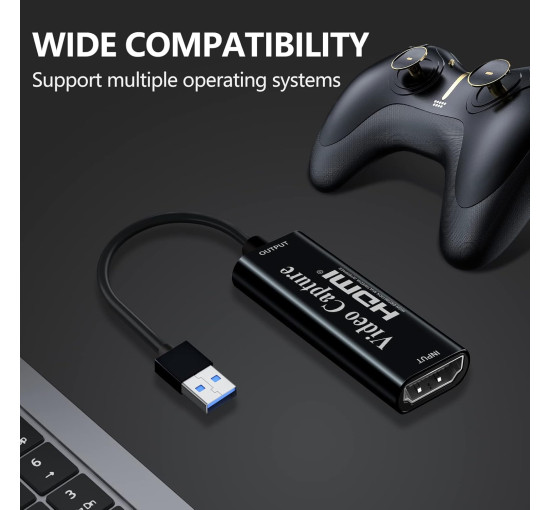 Карта відеозахоплення Papeaso RZ-45, карта захоплення 4K HDMI-USB, пристрій відеозахоплення Full HD 1080p, чорний (0178)