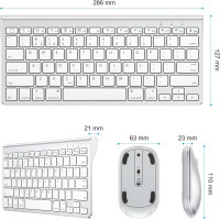 Комплект Bluetooth-клавиатуры и мыши OMOTON, совместимый со всеми сериями iPad, со сложным кронштейном, легкий и удобный, серебристый (2063)