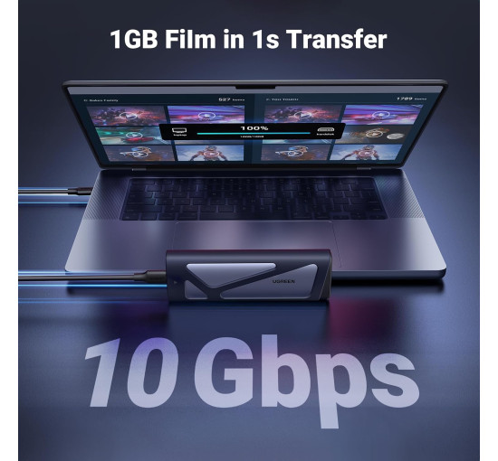 Корпус для SSD UGREEN M2 модель CM578, корпус для NVME SATA M.2 SSD USB 3.2 GEN 2 10 Гбіт/с, сумісний з 970 EVO PLUS, 760P, срібній (0017)