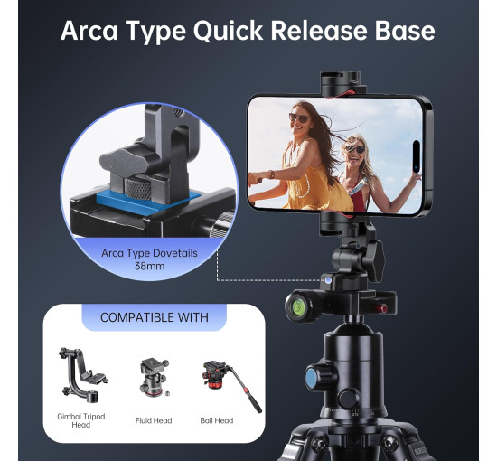 Кріплення для штатива ATUMTEK ATPM159 з металу, обертанням на 360° та кутом нахилу 145° для кріплення смартфона (0032)