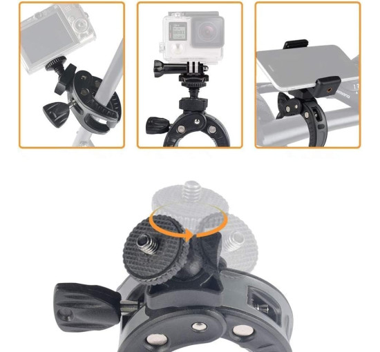 Кріплення UTEBIT для велосипедної екшн-камери з обертанням на 360° та смартфона, чорний (3045)