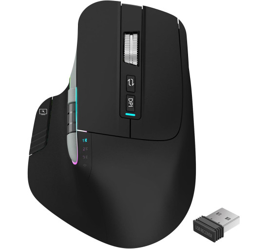 Бездротова миша LeadsaiL LX-015-Black 2.4G, Bluetooth 5.2, чорна (4189)