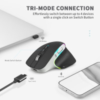 Бездротова миша LeadsaiL LX-015-Black 2.4G, Bluetooth 5.2, чорна (4189)