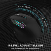 Бездротова миша LeadsaiL LX-015-Black 2.4G, Bluetooth 5.2, чорна (4189)