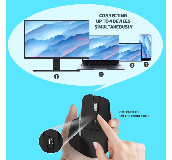 Бездротова миша LeadsaiL LX-015-Black 2.4G, Bluetooth 5.2, чорна (4189)