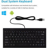 Мини-клавиатура CUQI, 82 клавиши-ножницы, USB, компактная для ПК с Windows, ноутбука, Android, черная (2027)