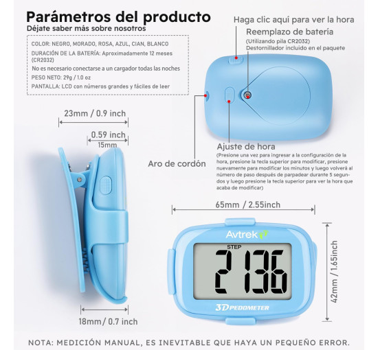 Міні-крокомір AVTREK 3D, синій (4129)