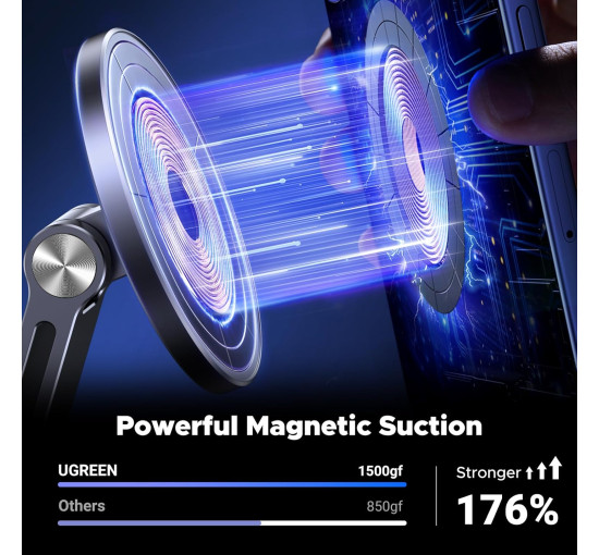 Магнітна підставка для телефону UGREEN LP688, сумісна з тримачем MagSafe для iPhone, для столу, ергономічний дизайн, регульована алюмінієва підставка, сіра (0019)