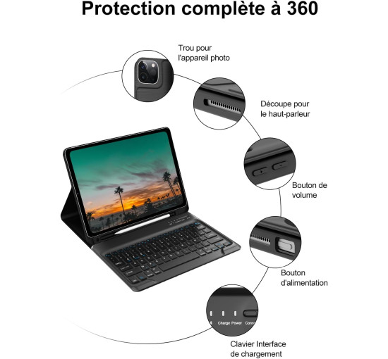 Магнітний чохол-клавіатура FOGARI з Bluetooth для iPad Pro 12.9 2022-2018, черний (2146)