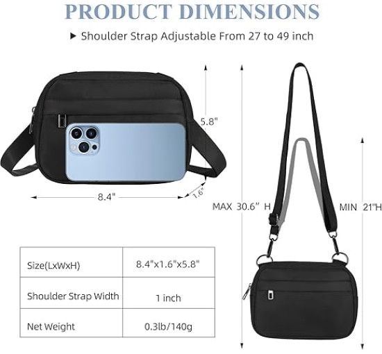 Маленькі сумки MAXTOP через плече для жінок, поясна сумка з регульованим ремінцем, чорна (2002)