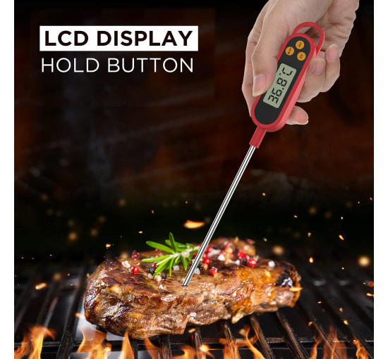 MixcMax Кухонний термометр для консервування, TP300, РК-дисплей, червоний (5015)