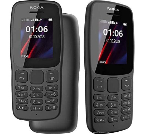 Мобільний телефон Nokia 106 з великими кнопками, 4 ГБ, Dual Sim, 2018, світлодіодним ліхтариком, FM-радіо, темно-сірий (0036)