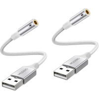 MOSWAG Аудиоадаптер USB-Aux, 20 см (2 шт.), белый (5001)