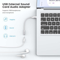 MOSWAG Аудіоадаптер USB - Aux, 20 см (2 шт.), білий (5001)