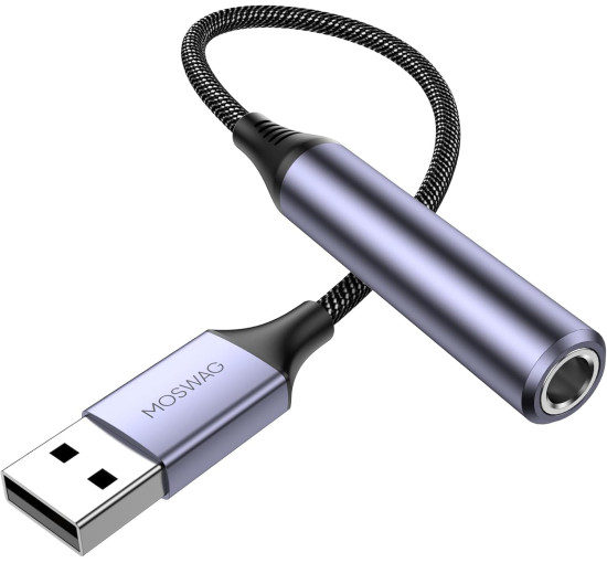 Аудиоадаптер MOSWAG USB на 1/4 Jack, черный (5002)