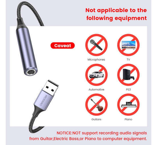 Аудиоадаптер MOSWAG USB на 1/4 Jack, черный (5002)