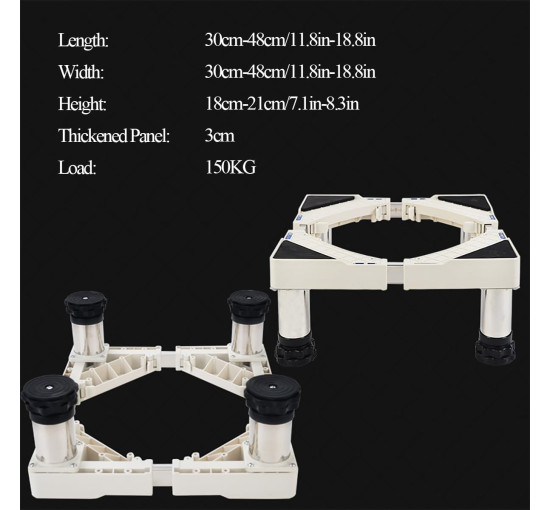 MQZHUK Опорна рама для холодильника JHZY2-Z240220W-D3-15, регульована довжина/ширина основи 30-48 см, висота 15 см, білий (5138)
