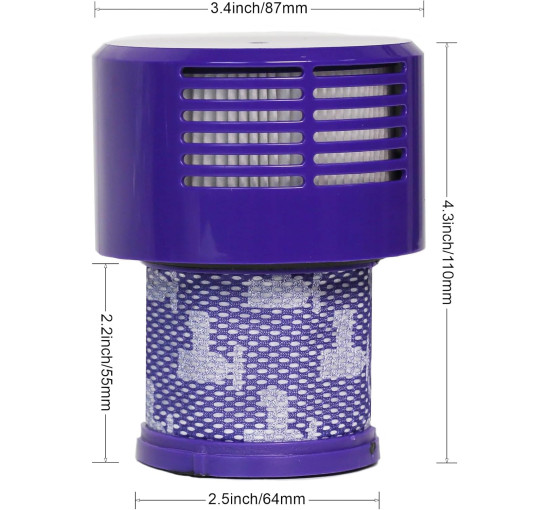 Набір Youshangding із 2 змінних фільтрів V10, сумісний з бездротовим пилососом Dyson V10, серією V10 Cyclone, V10 Animal, V10 Absolute (2074)