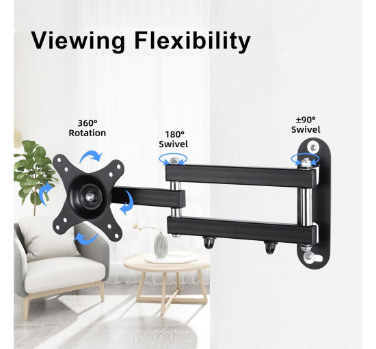 Настінне кріплення Suptek MA2720_SML для телевізора з діагоналлю 13-32 дюймів, чорний (4075)