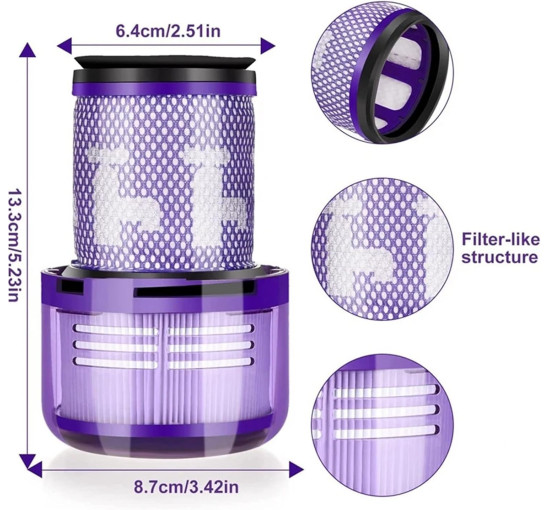 Інструменти для очищення пилового фільтра MSEUIPV, сумісний з Dyson V12 Detect Slim Filter (2073)