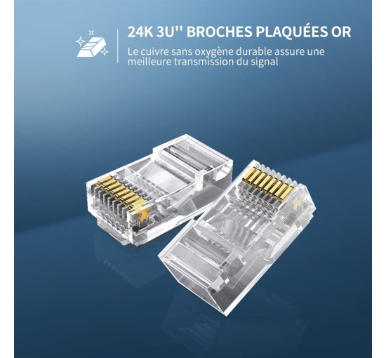 Обтисна головка Ugreen 20329 RJ45 cat 5e для мережевих роз'ємів, пакет з 10 шт. (0021)
