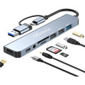 Многопортовый адаптер Oliveria со считывателем карт SD и TF, USB-C Hub 3.0, 8-в-1 (5026)
