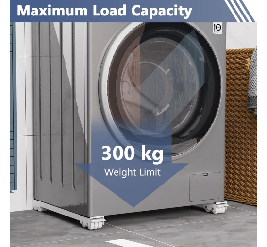 Підставка для пральної машини SOLEJAZZ SOWMSWE-EU з гальмом, навантаження 300 кг, біла (2123)