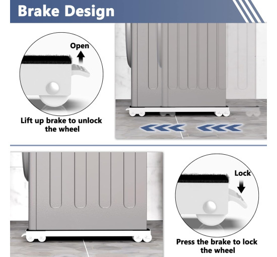 Підставка для пральної машини SOLEJAZZ SOWMSWE-EU з гальмом, навантаження 300 кг, біла (2123)