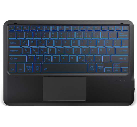 Підсвічена Bluetooth-клавіатура EasyAcc k03 з тачпадом, надлегка QWERTZ, бездротова клавіатура з 7 кольорами, чорна (2037)