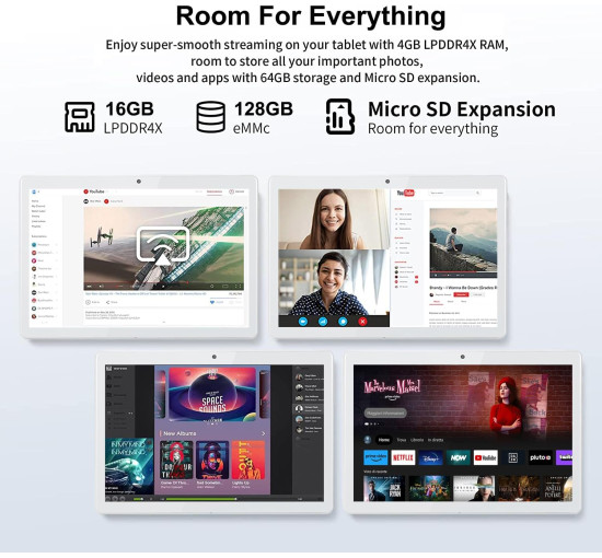 Планшет Niuniutab KT107 Android, 10", 2-SIM карты, 4 ГБ оперативной памяти, 64 ГБ ПЗУ, серебристый (4132)