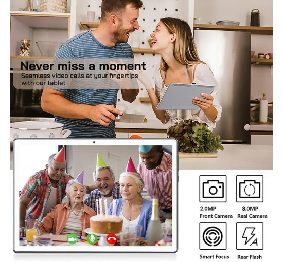 Планшет Niuniutab KT107 Android, 10", 2-SIM карты, 4 ГБ оперативной памяти, 64 ГБ ПЗУ, серебристый (4132)